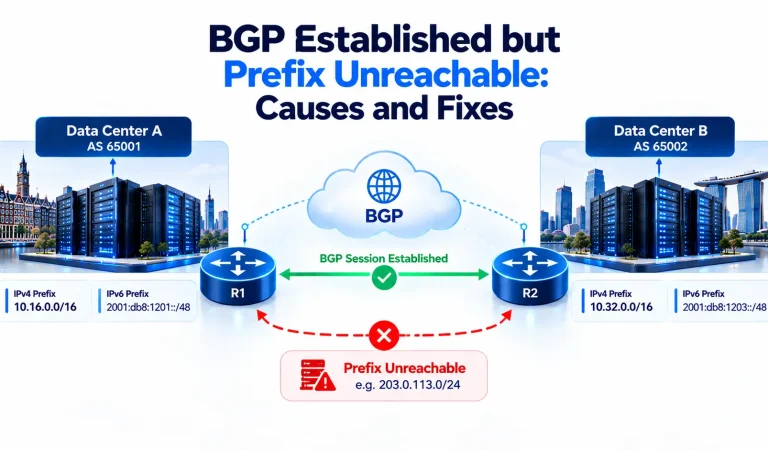 BGP Established but Prefix Unreachable - Causes and Fixes